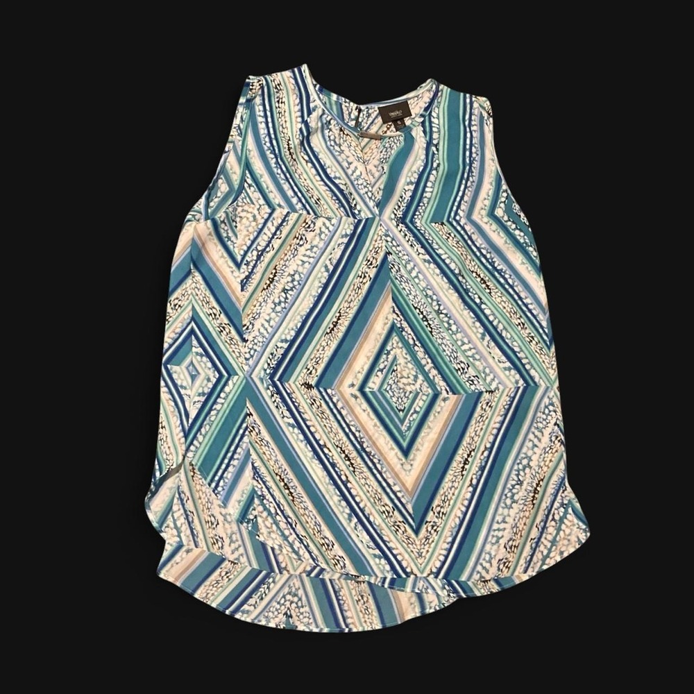 Mossimo vintage asymmetric diamond pattern top blue Whimsy S/19